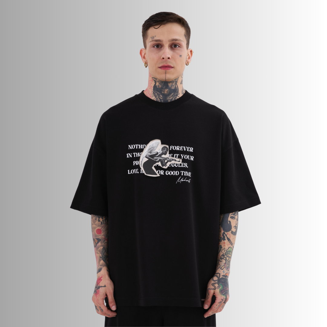 TOXIC PEOPLE PATCHED and PRINTED BLACK TEE