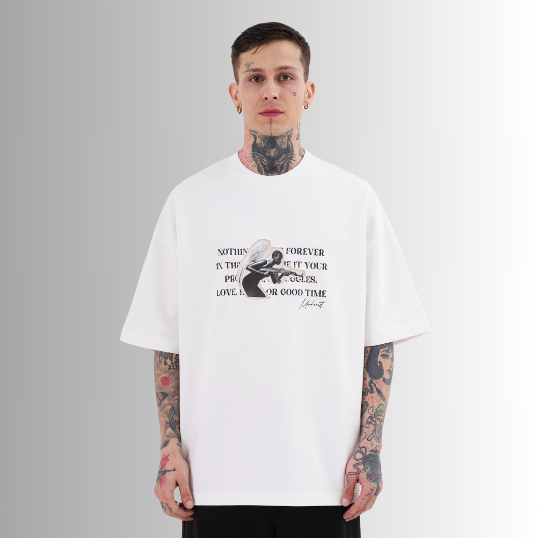 TOXIC PEOPLE PATCHED and PRINTED WHITE TEE