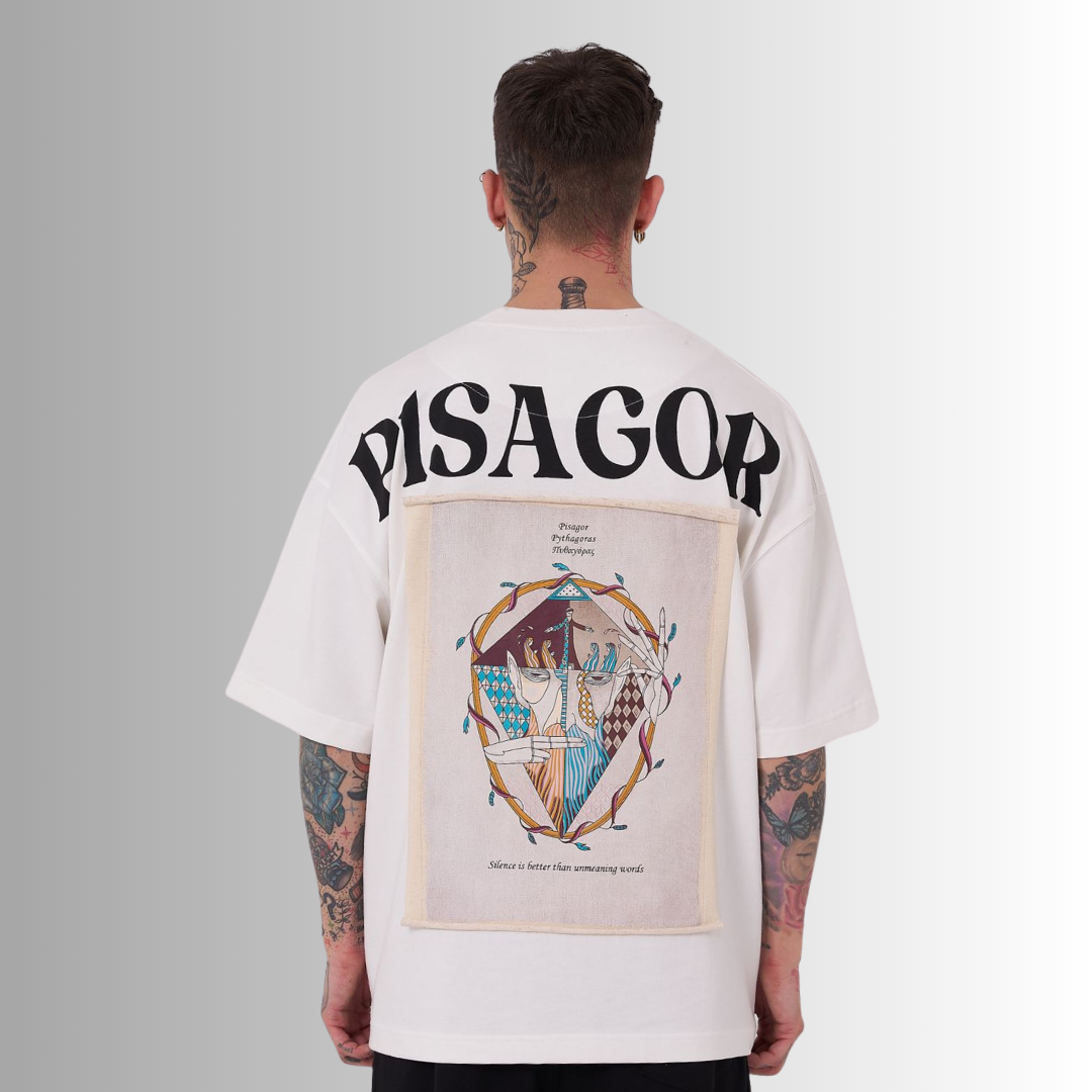 PISAGOR PATCHED and PRINTED WHITE TEE