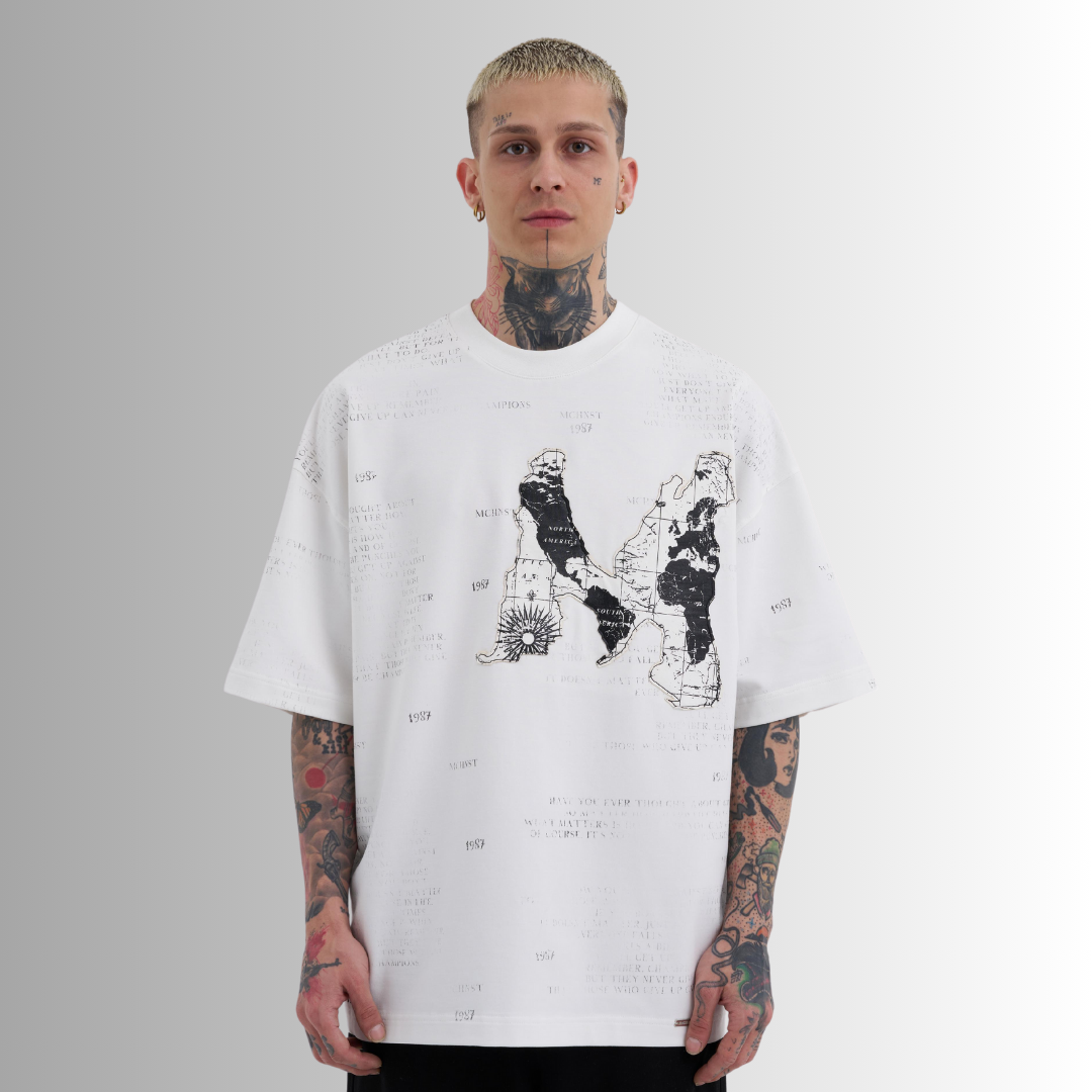 MAP PRINTED WHITE TEE