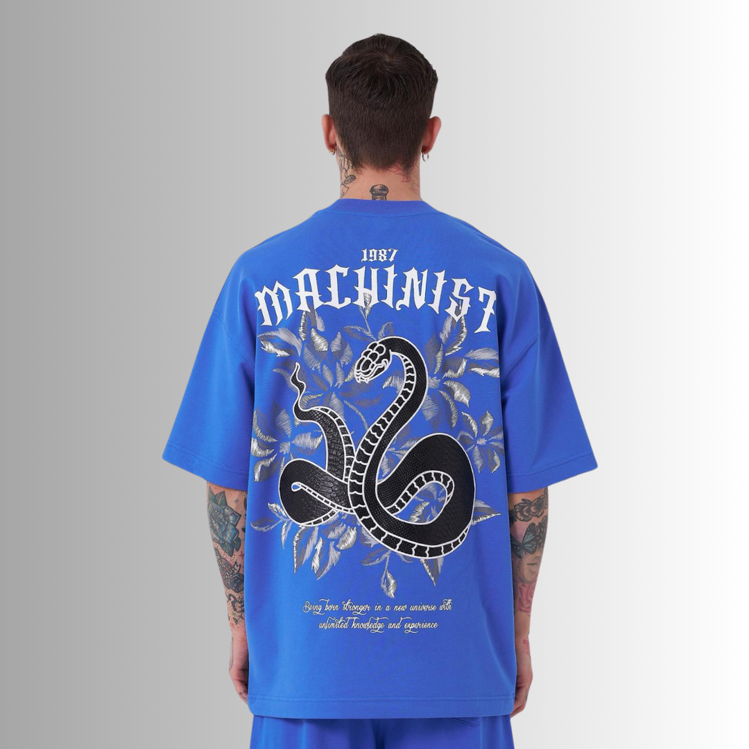 SNAKE SKIN APLIQUED BLUE TEE