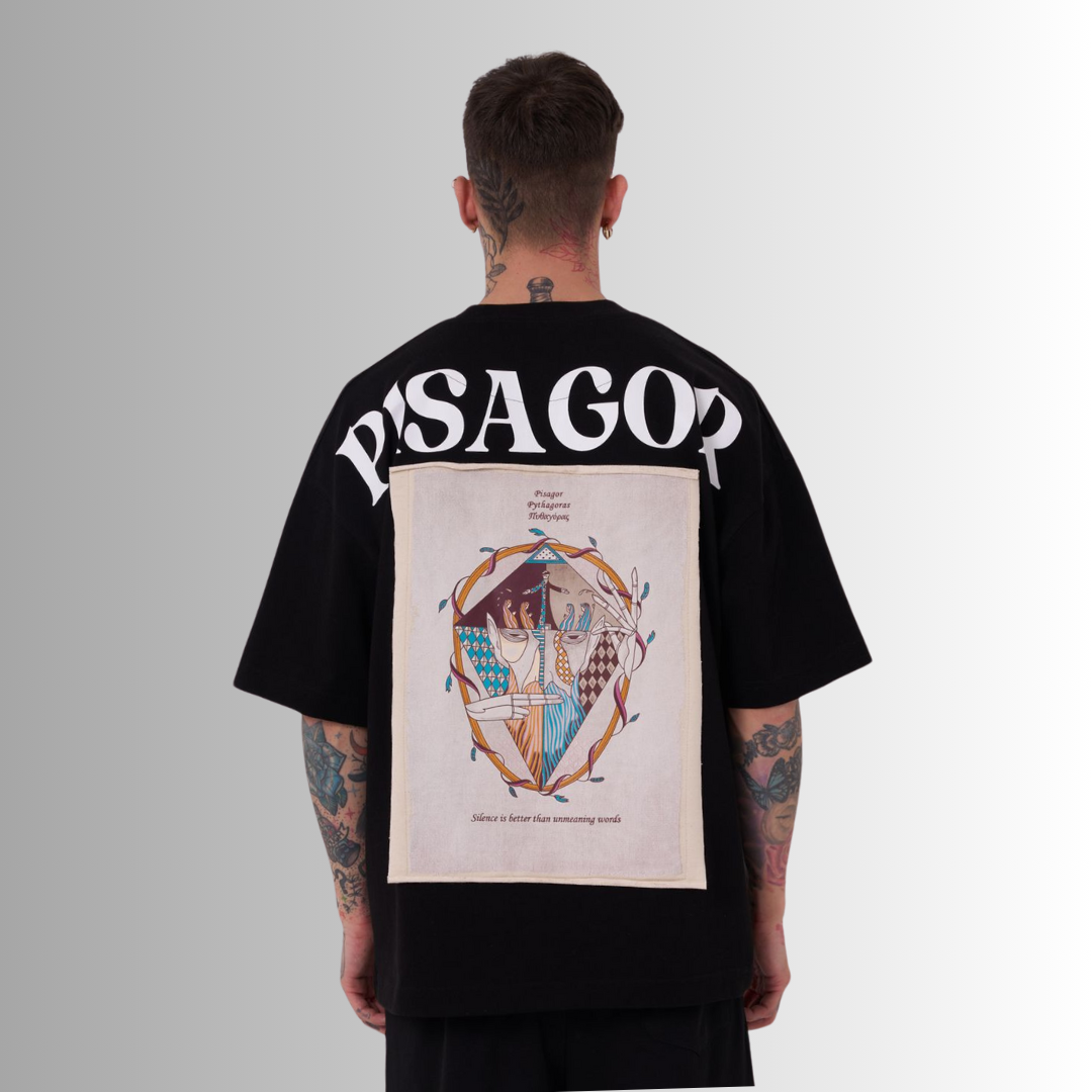 PISAGOR PATCHED and PRINTED BLACK TEE