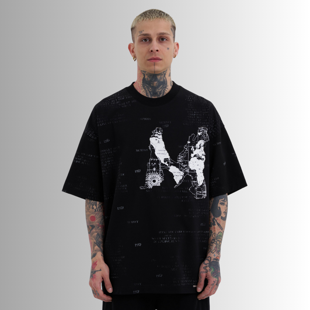 MAP PRINTED BLACK TEE