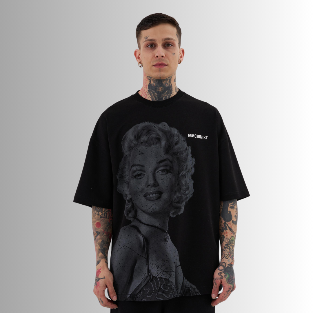 MARILYN MONROE PRINTED BLACK TEE