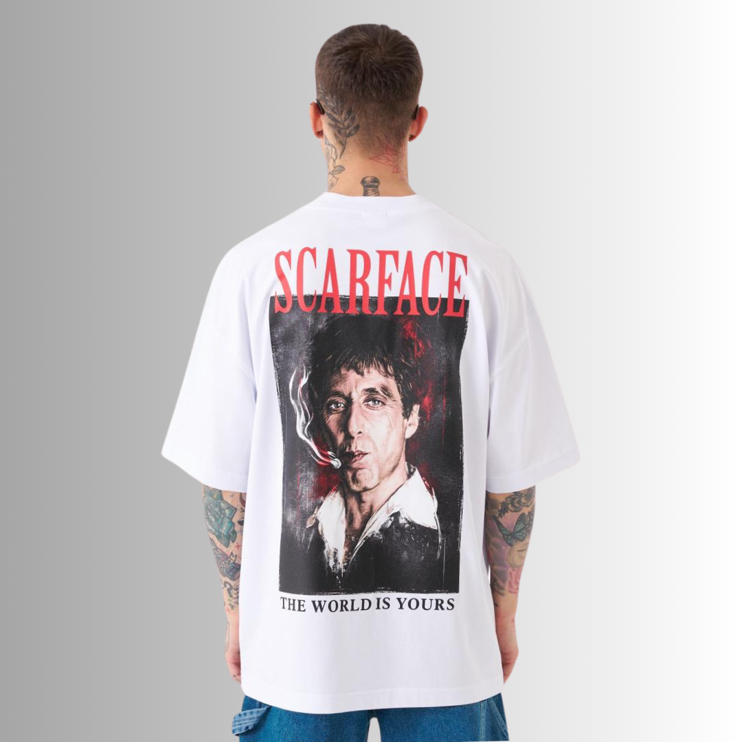 Scarface Printed Oversize White T-Shirt