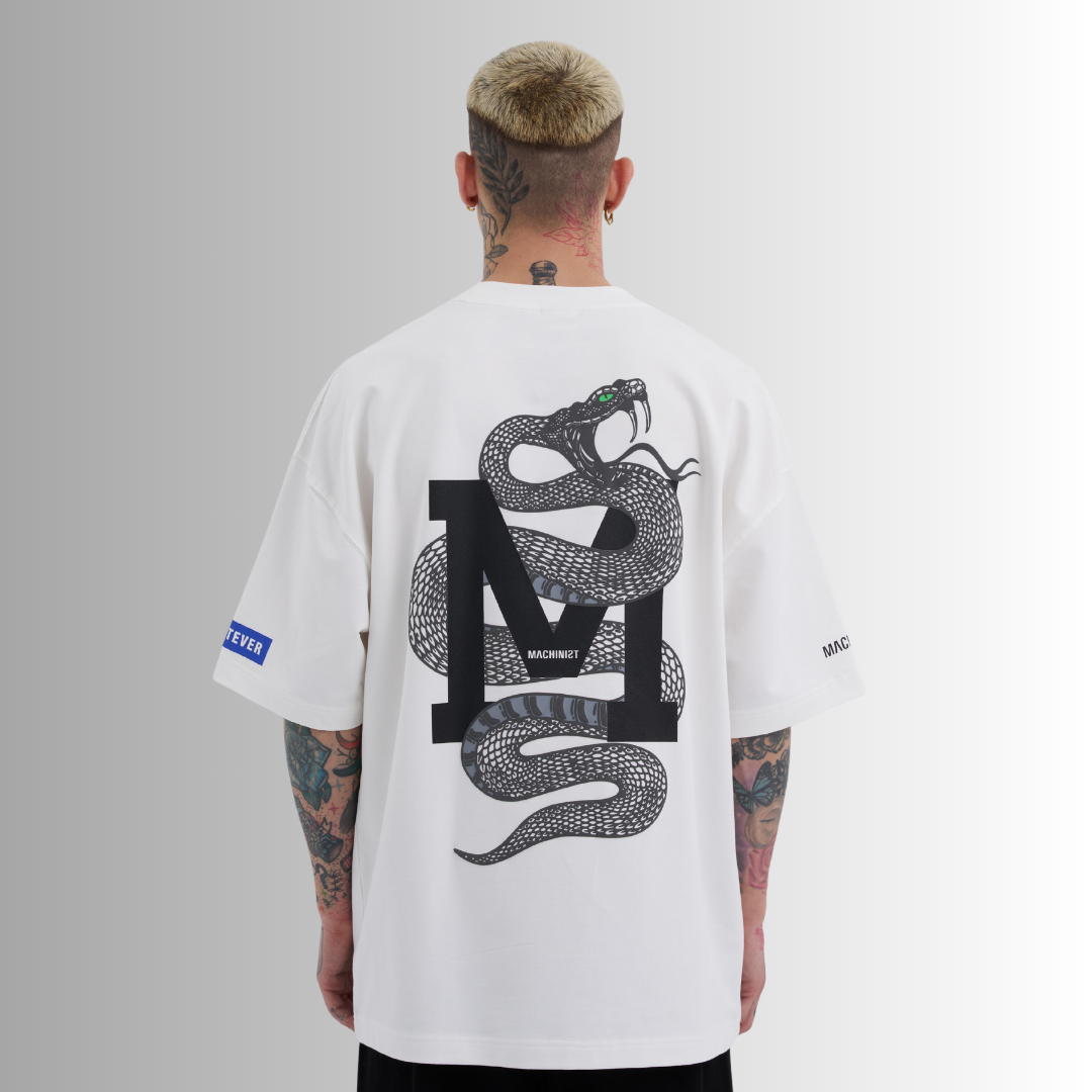 SNAKE WHATEVER PRINTED WHITE TEE