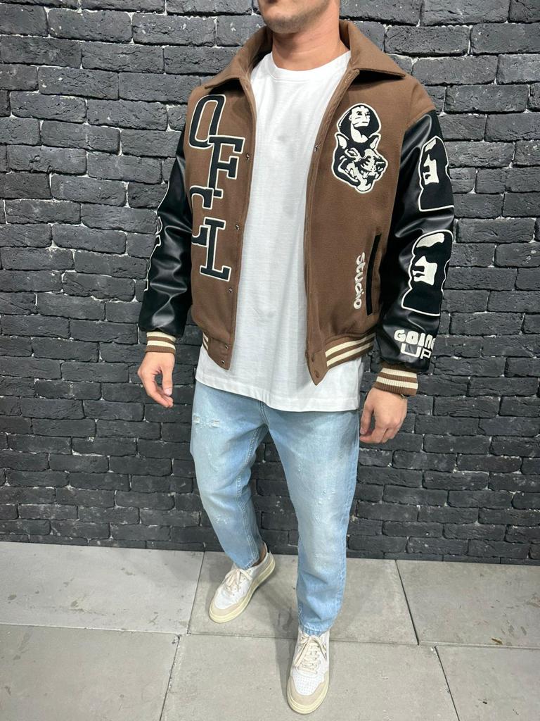 Vanguard Multiple Patch Bomber Brown Jacket