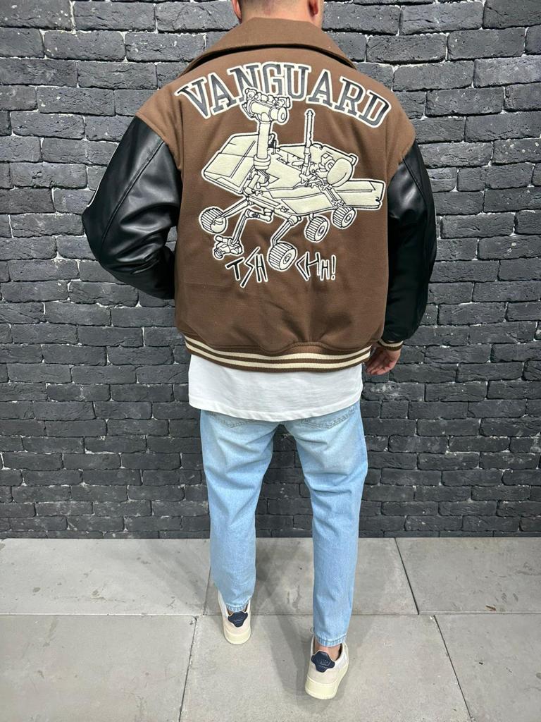 Vanguard Multiple Patch Bomber Brown Jacket