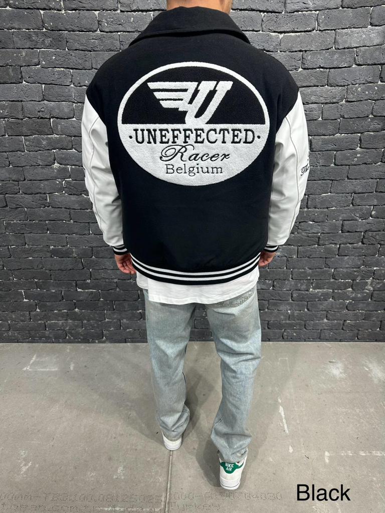 Uneffected Racer Multiple Patch Bomber Black Jacket