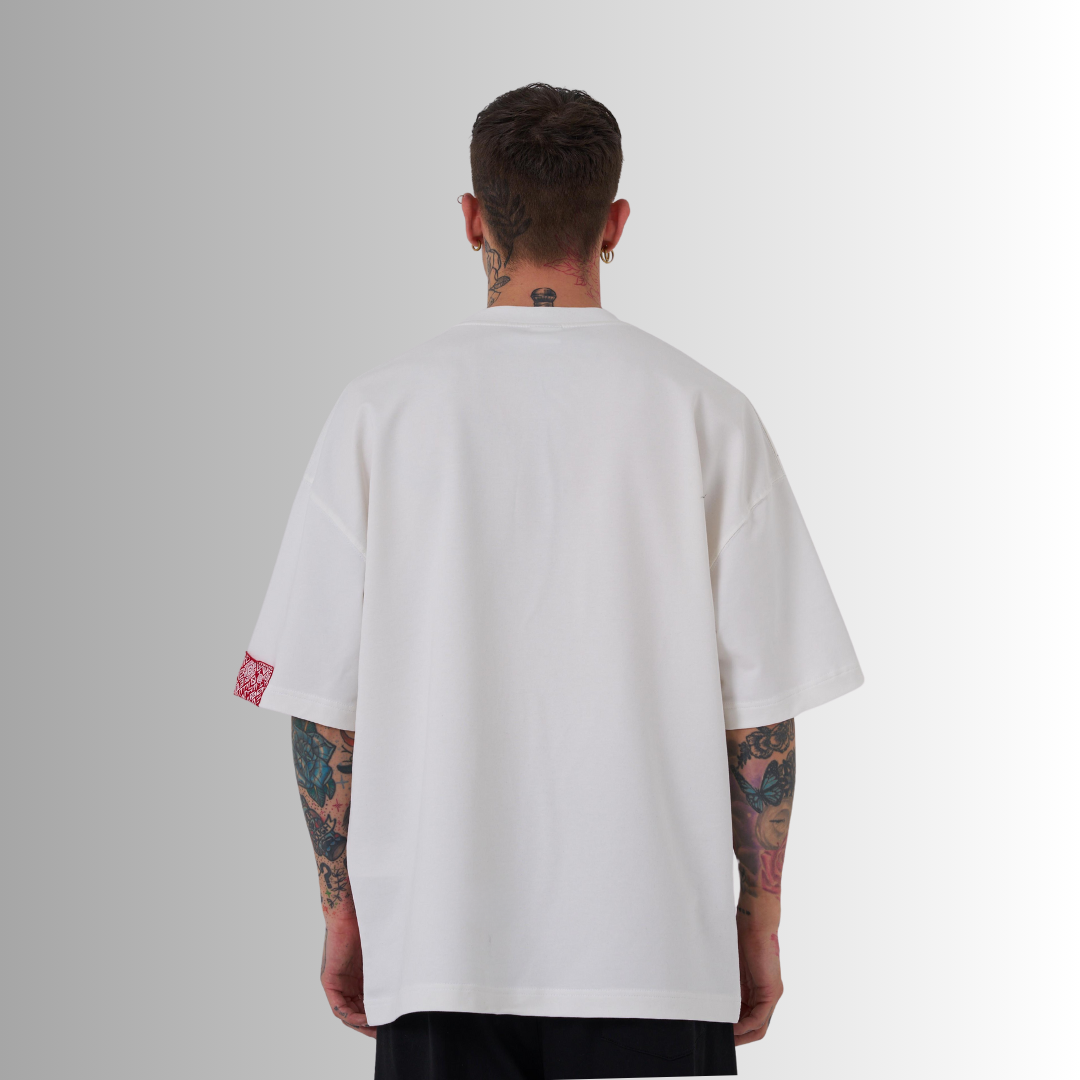 MACSTAR STATUE EMBROIDERED and PRINTED WHITE TEE