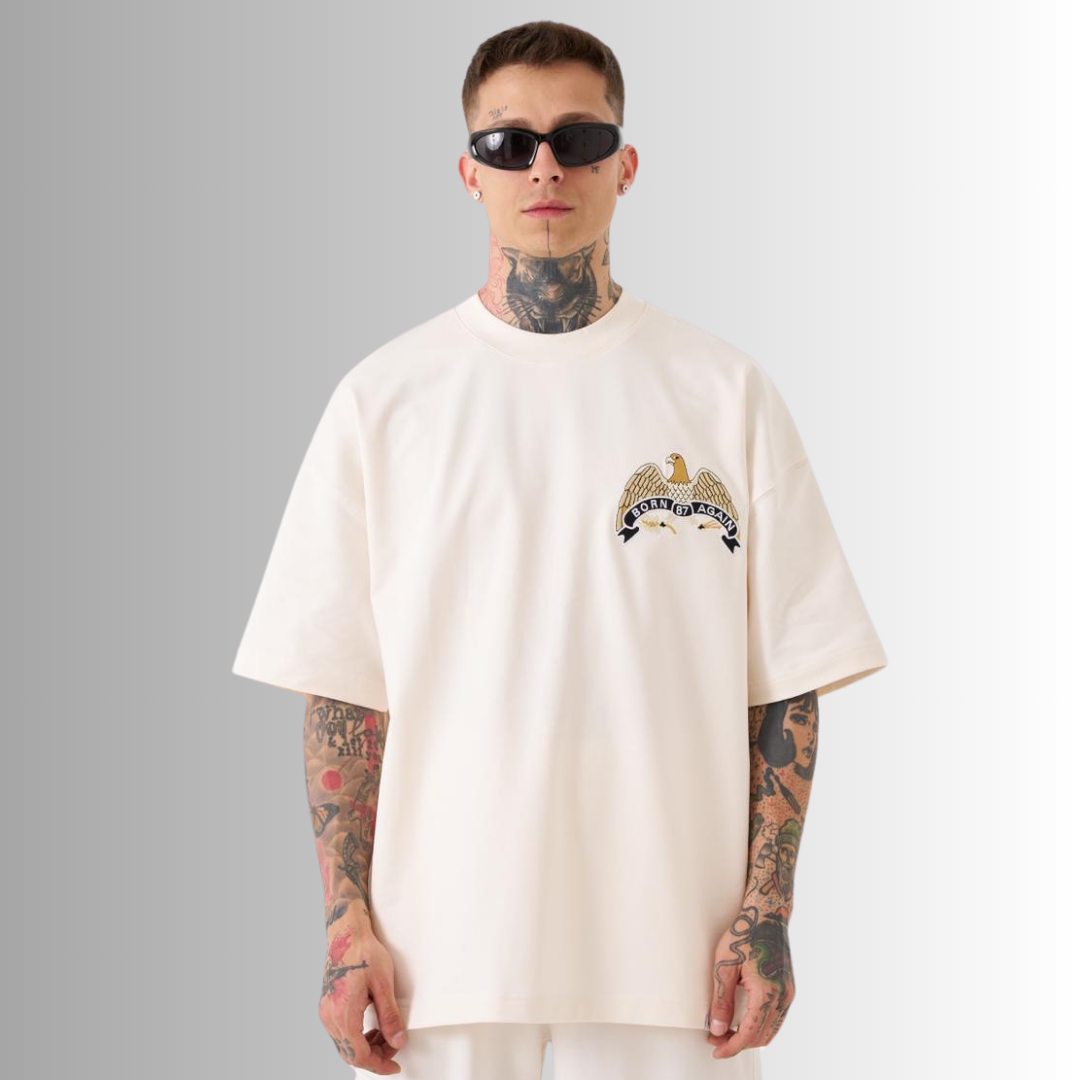 DEA Patched and Embroidered Oversize White T-Shirt