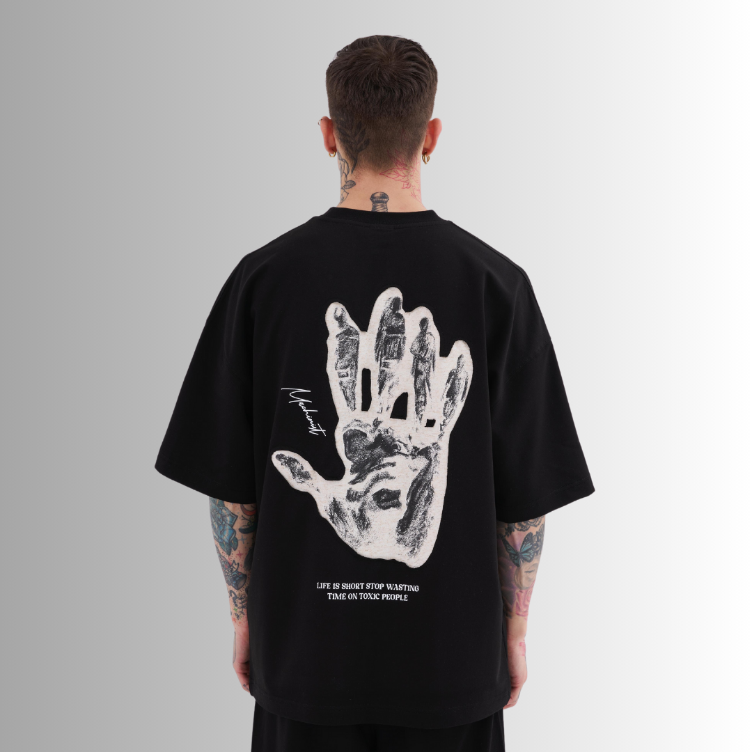 TOXIC PEOPLE PATCHED and PRINTED BLACK TEE