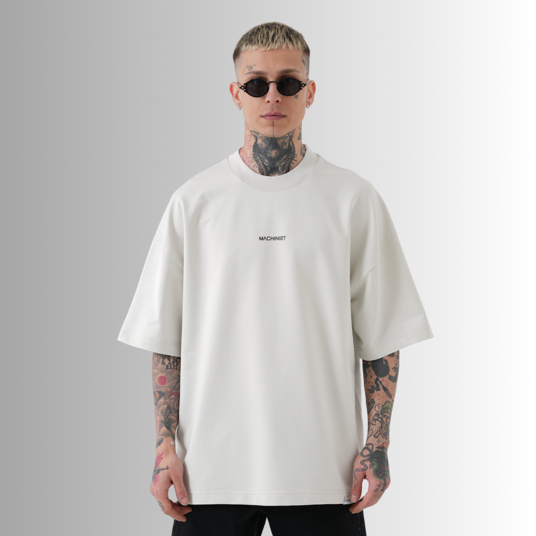 Peace Printed Oversize Gray T-Shirt