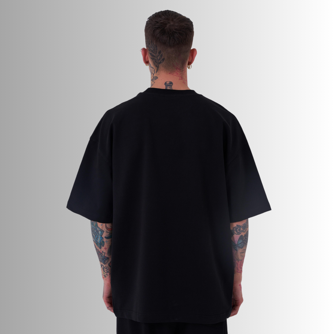 TRICOU PREMIUM OVERSIZE NEGRU CU BUZUNAR 