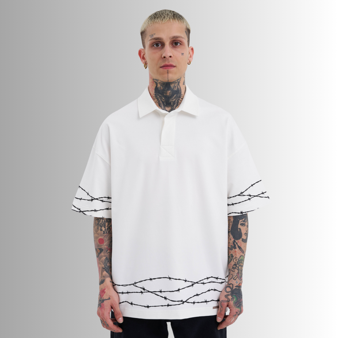 POLO  BARBED WIRE WHITE TEE