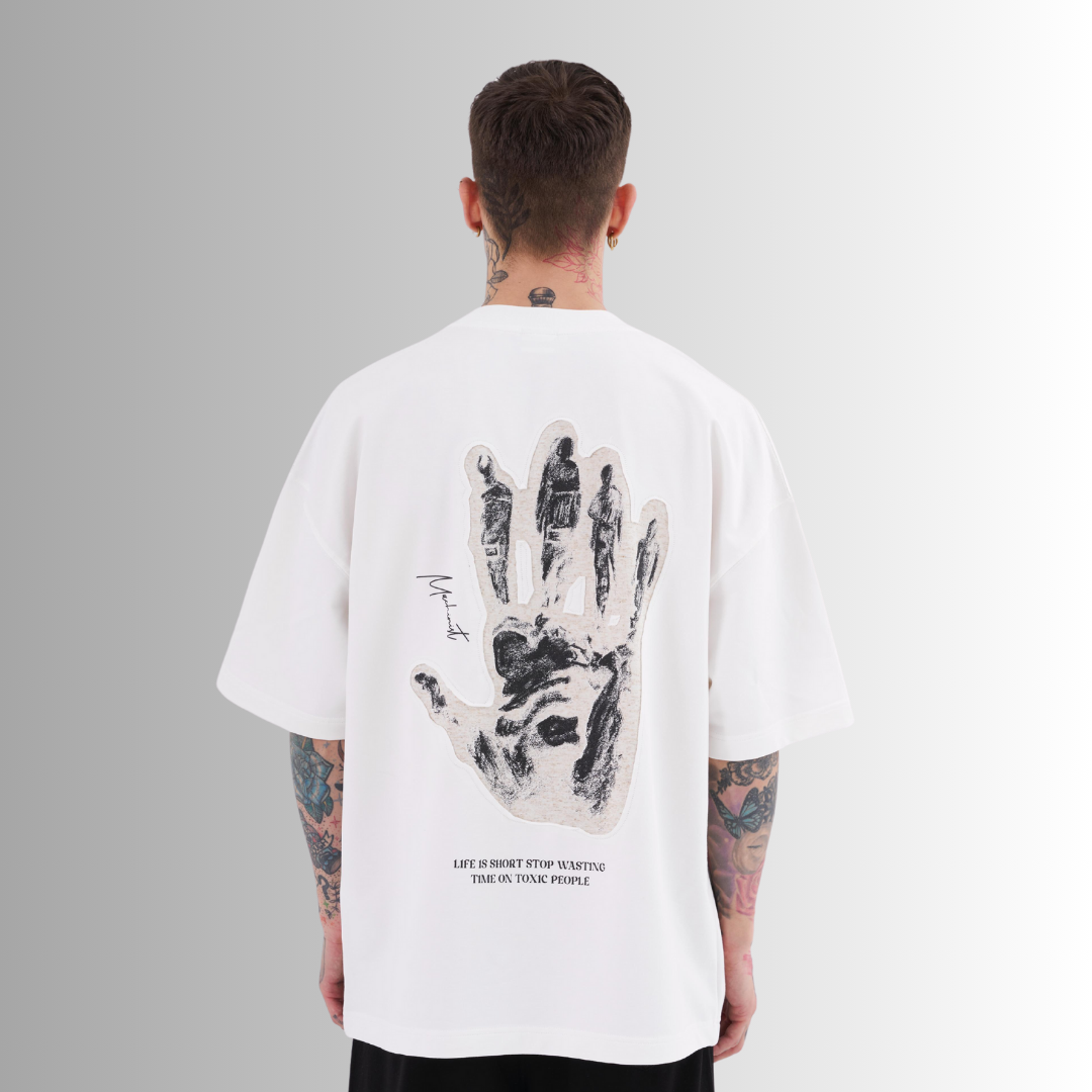 TOXIC PEOPLE PATCHED and PRINTED WHITE TEE