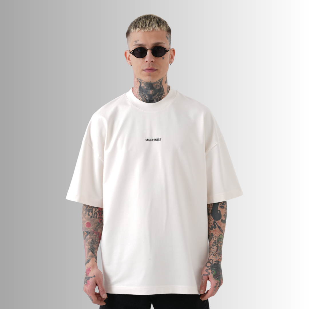 Peace Printed Oversize White T-Shirt