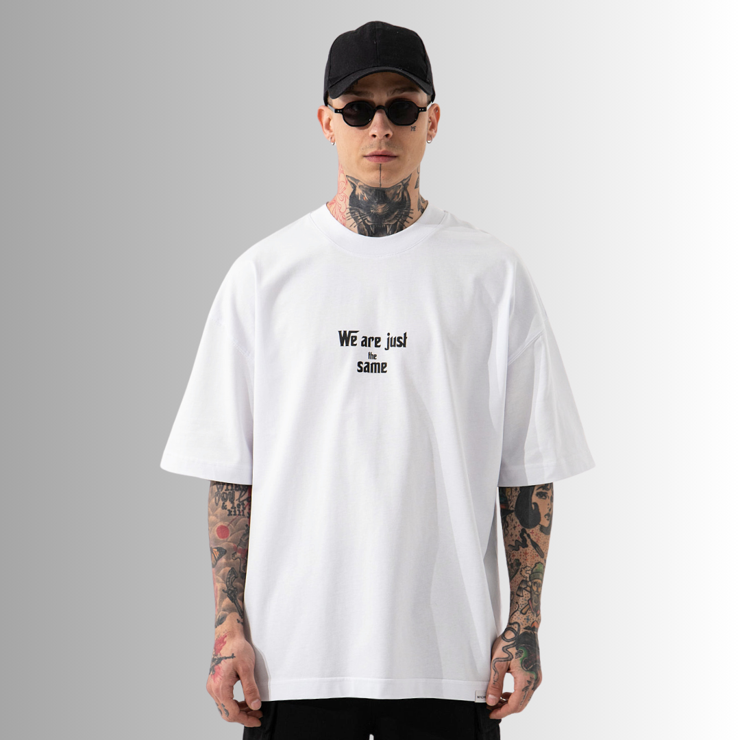 The Quandary Printed Oversize White T-Shirt