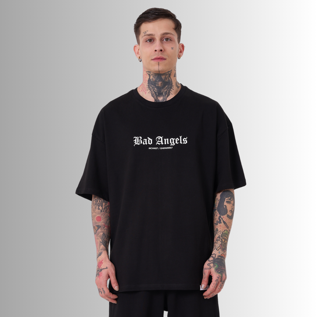 BAD ANGELS PATCHED and PRINTED BLACK TEE