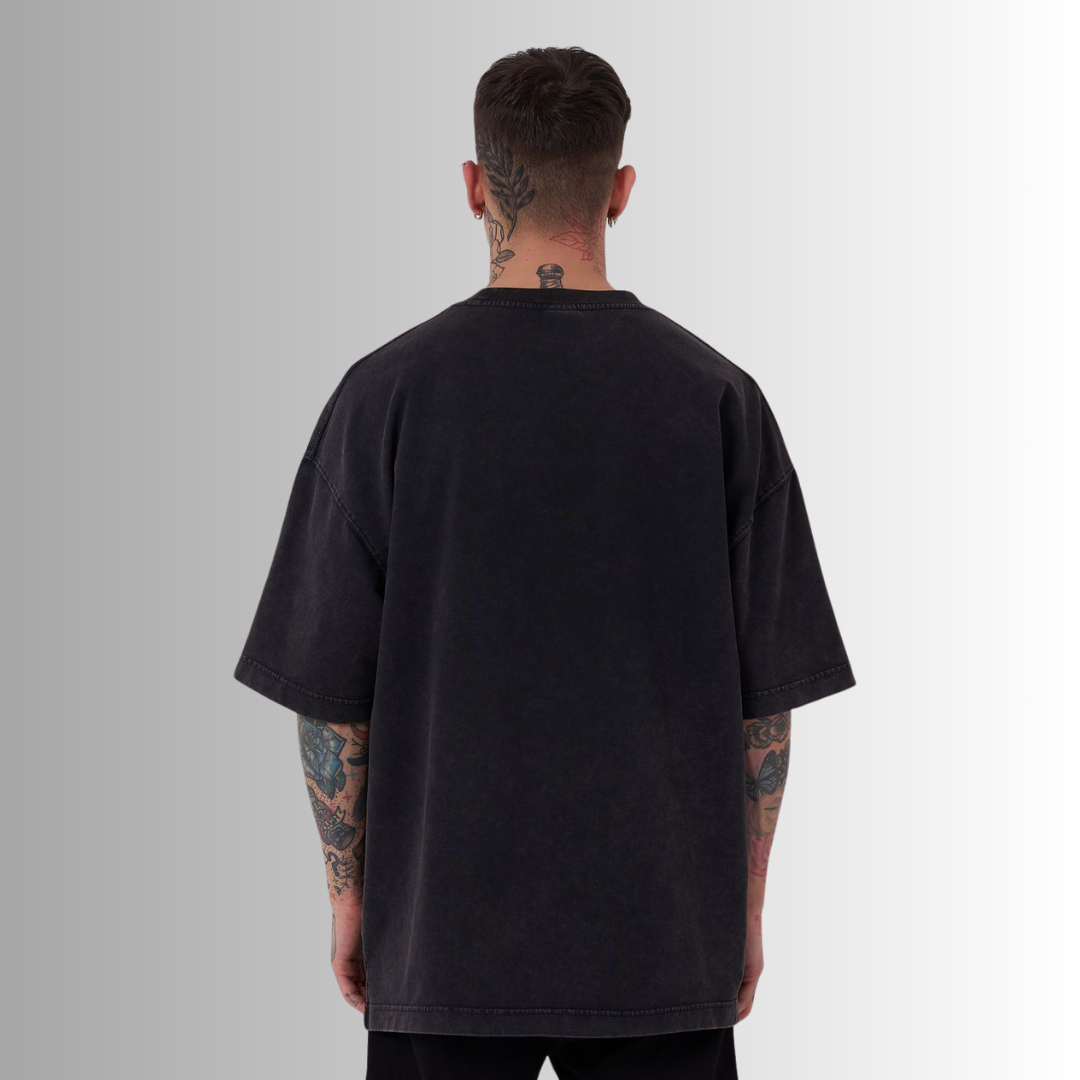 BORN AGAIN WASHED and  PRINTED BLACK TEE