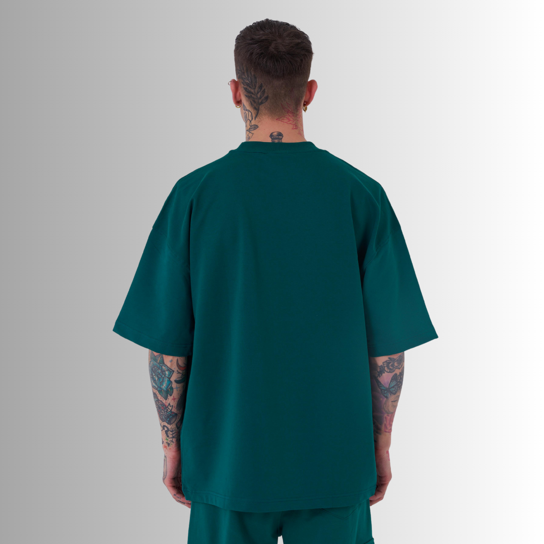 TRICOU PREMIUM OVERSIZE VERDE CU BUZUNAR 