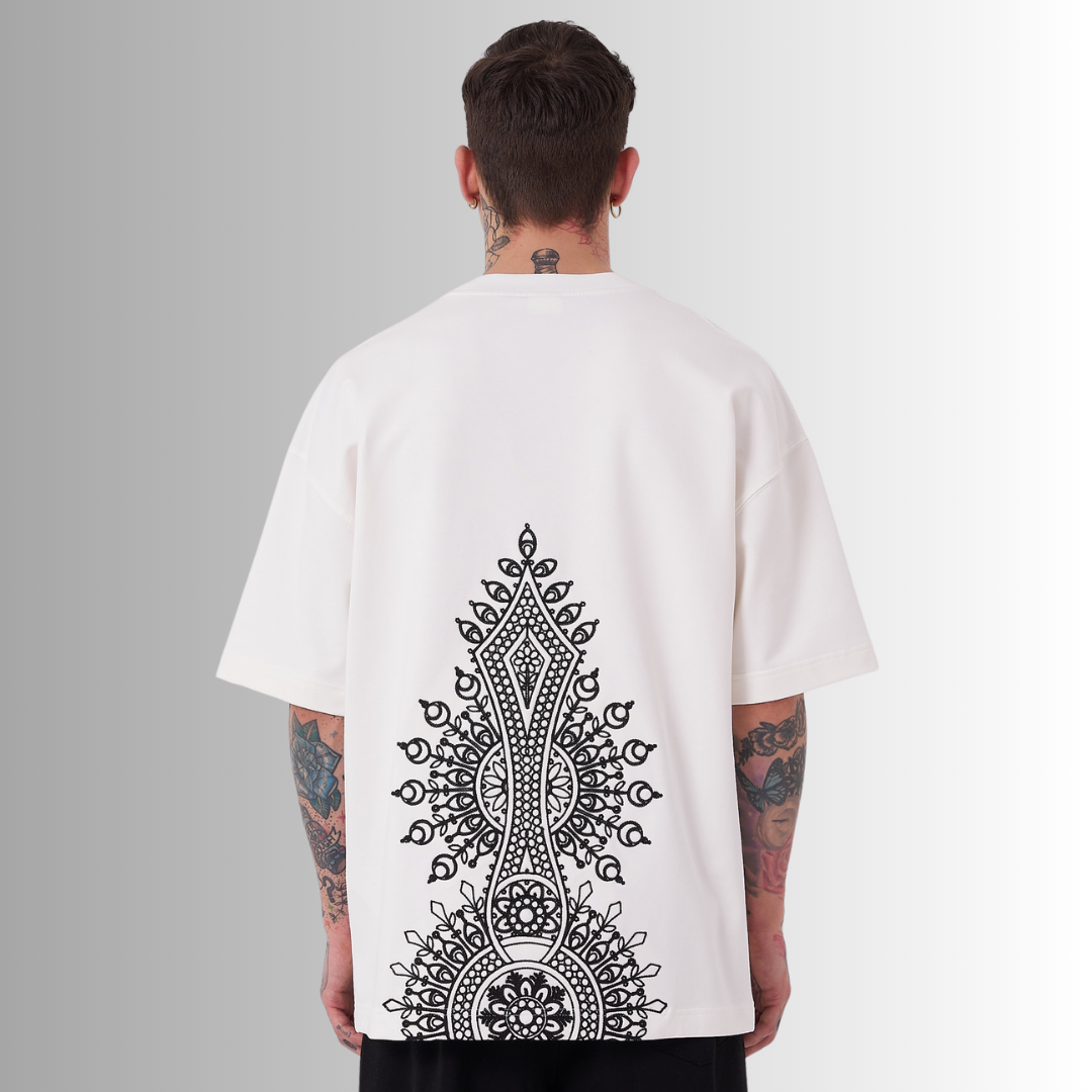 ETHNICAL EMBROIDERED WHITE TEE