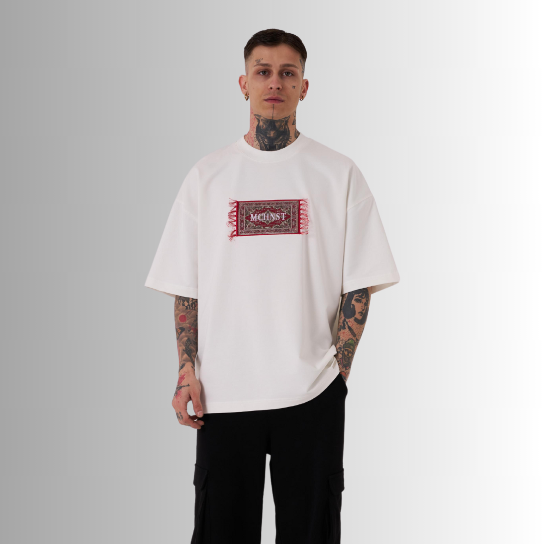 CARPET PATCHED and PRINTED WHITE TEE