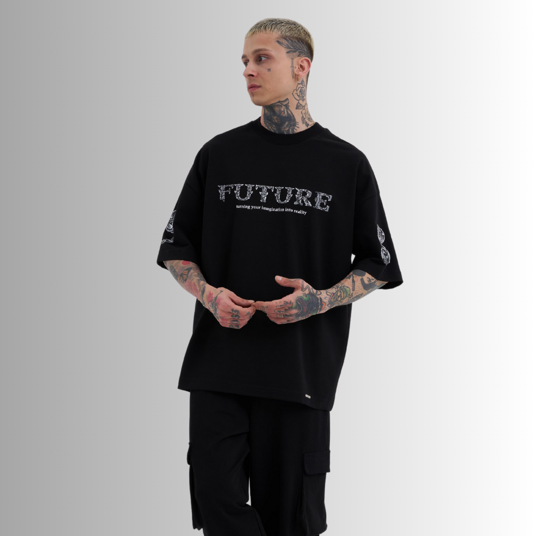 FUTURE 87 PRINTED BLACK TEE