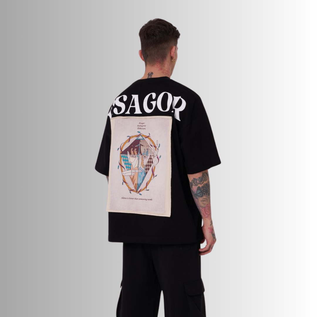 PISAGOR PATCHED and PRINTED BLACK TEE