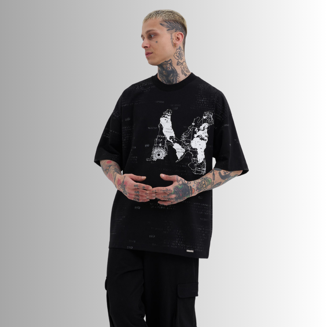 MAP PRINTED BLACK TEE