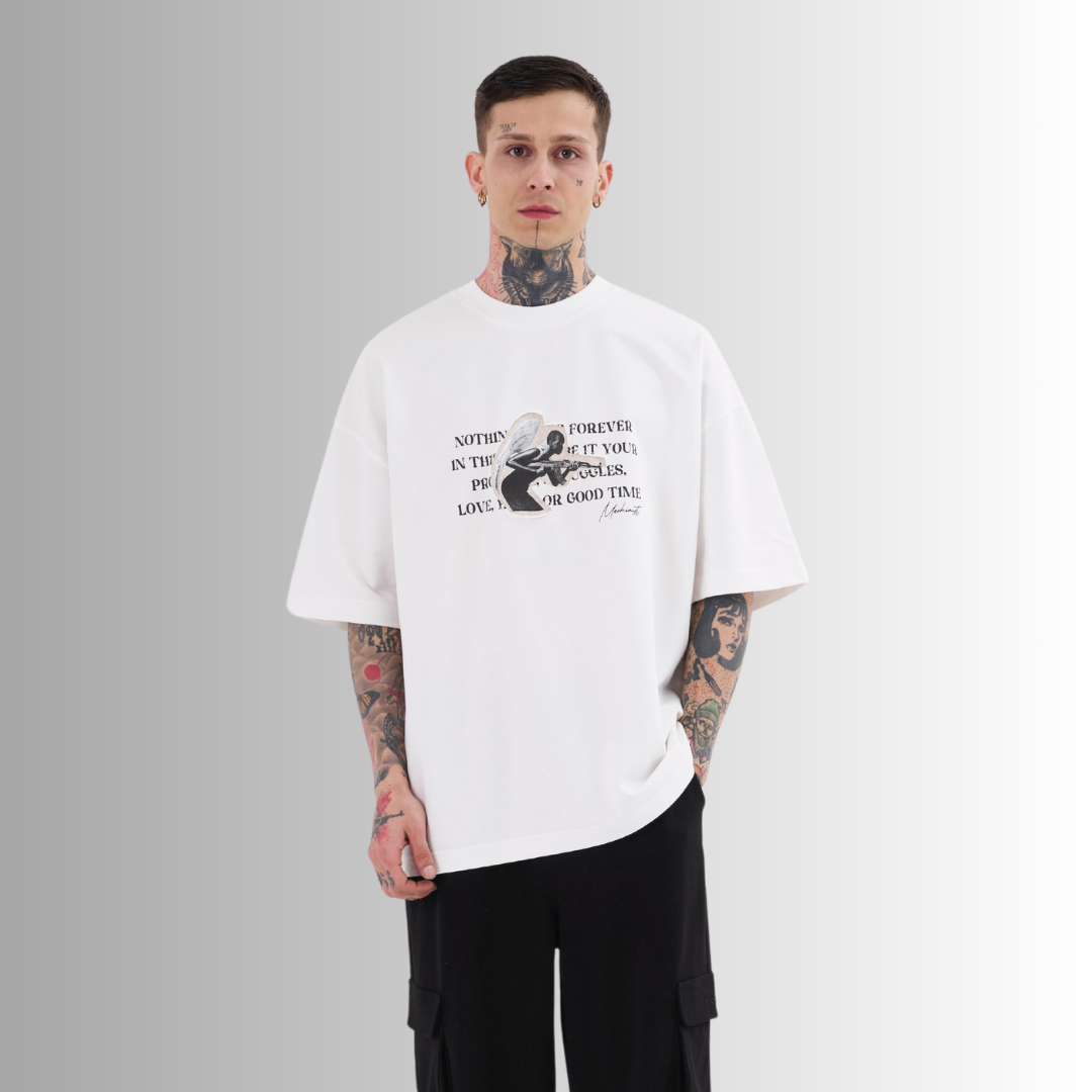 TOXIC PEOPLE PATCHED and PRINTED WHITE TEE