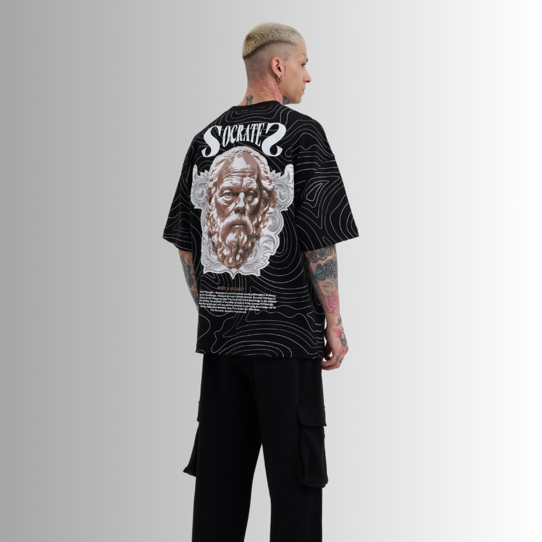 SOCRATES PATCHED and PRINTED BLACK TEE