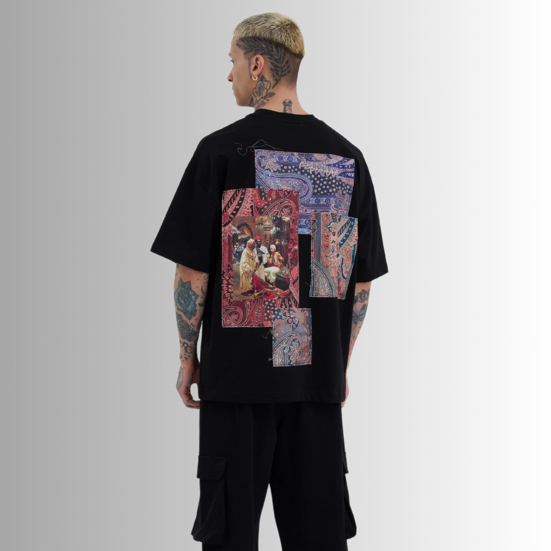 PAISLEY PATCHWORK BLACK TEE