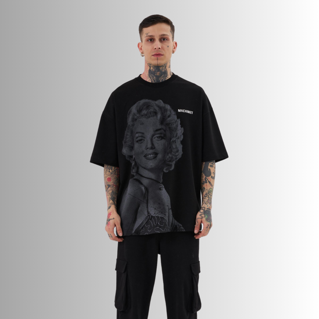 MARILYN MONROE PRINTED BLACK TEE