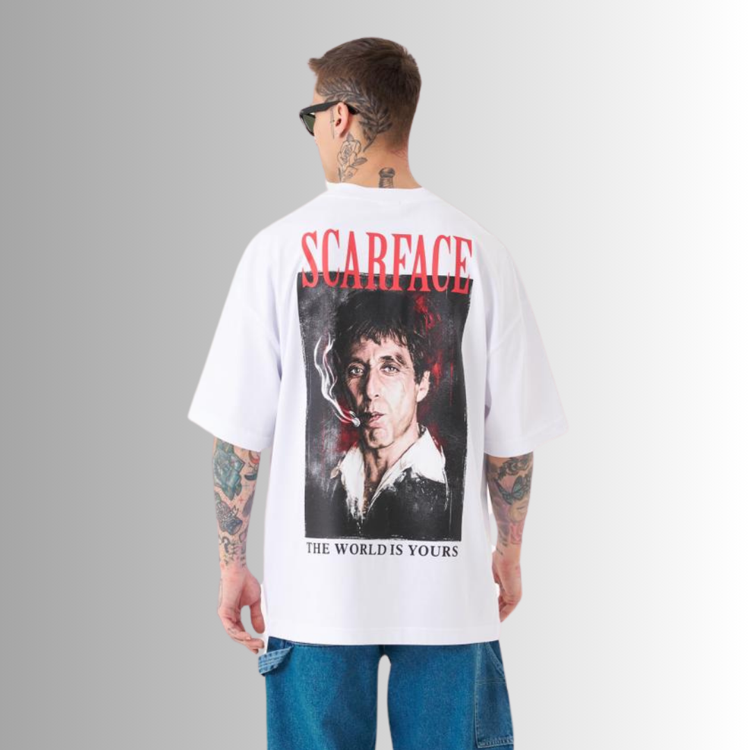 Scarface Printed Oversize White T-Shirt