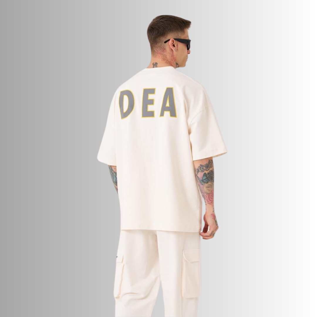 DEA Patched and Embroidered Oversize White T-Shirt