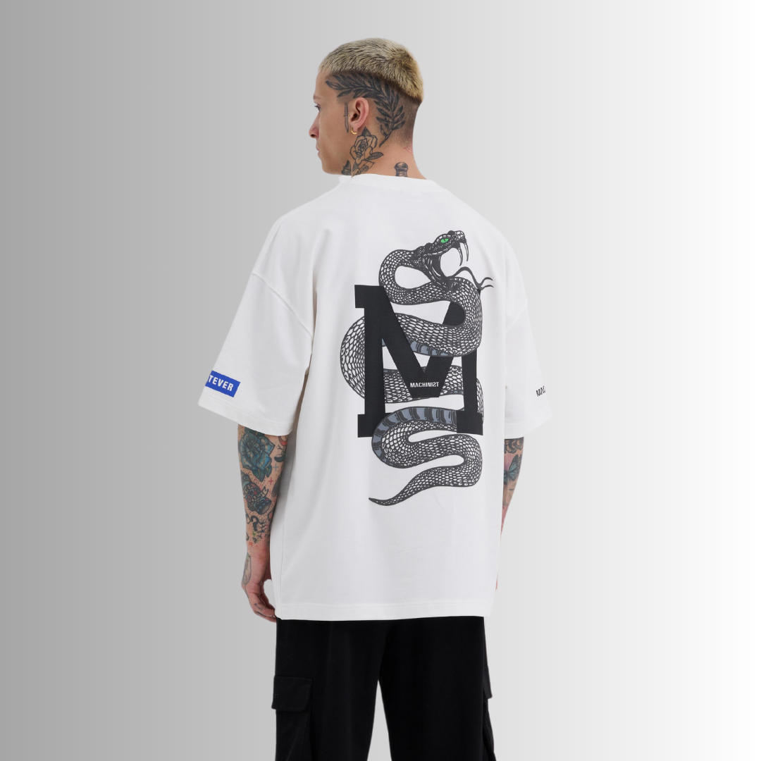 SNAKE WHATEVER PRINTED WHITE TEE