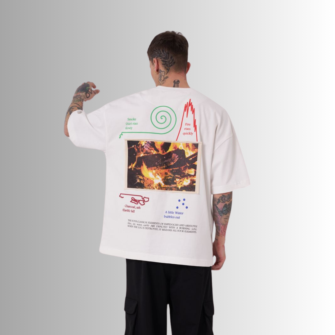 ARISTOTELES ELEMENTS PATCHED and PRINTED WHITE TEE