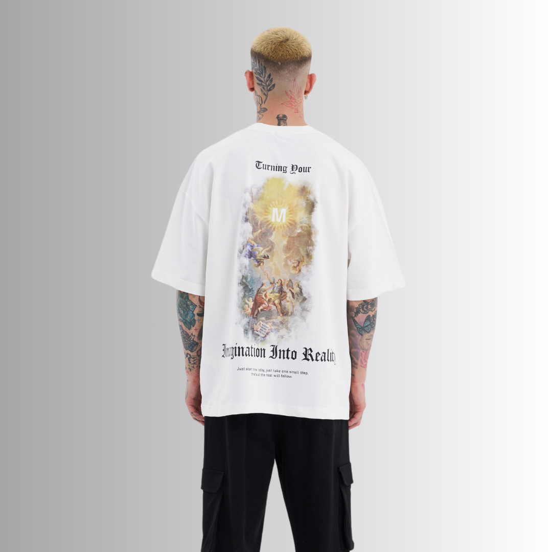 REALITY PRINTED WHITE TEE