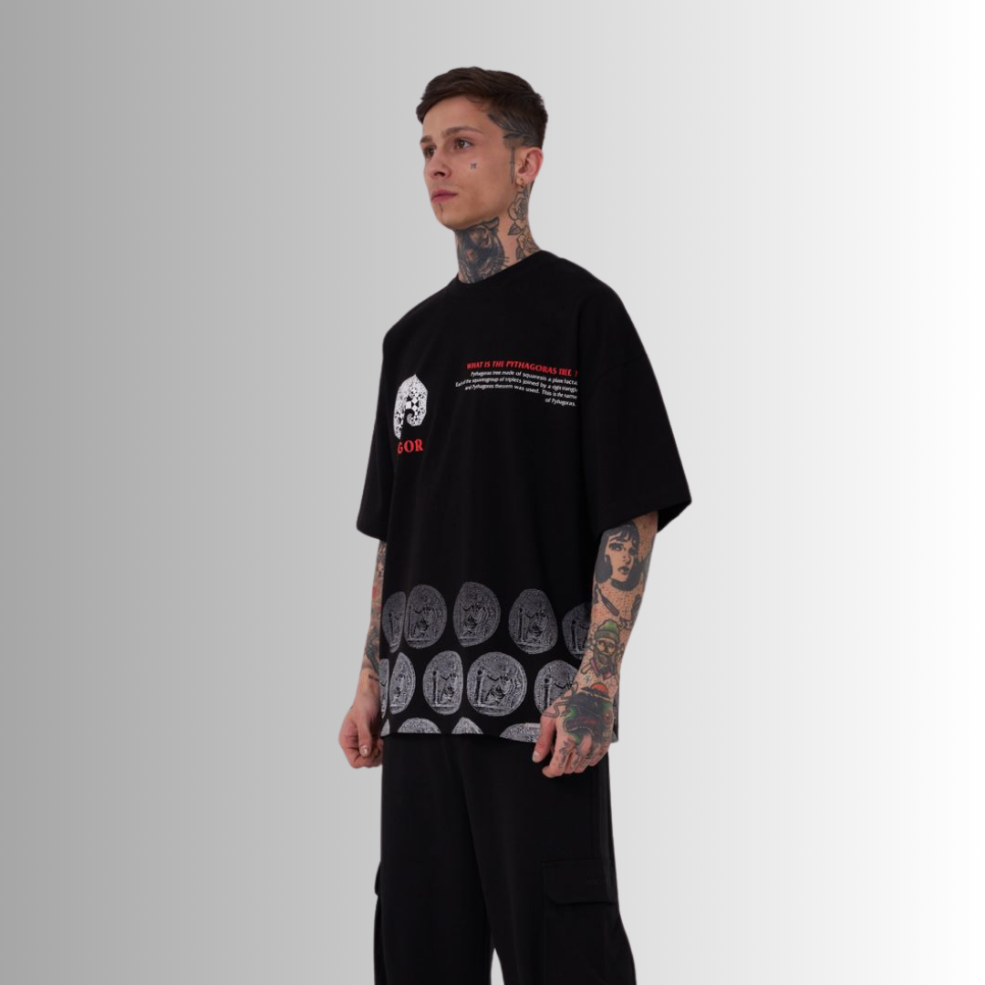 PISAGOR TREE PATCHED and PRINTED BLACK TEE