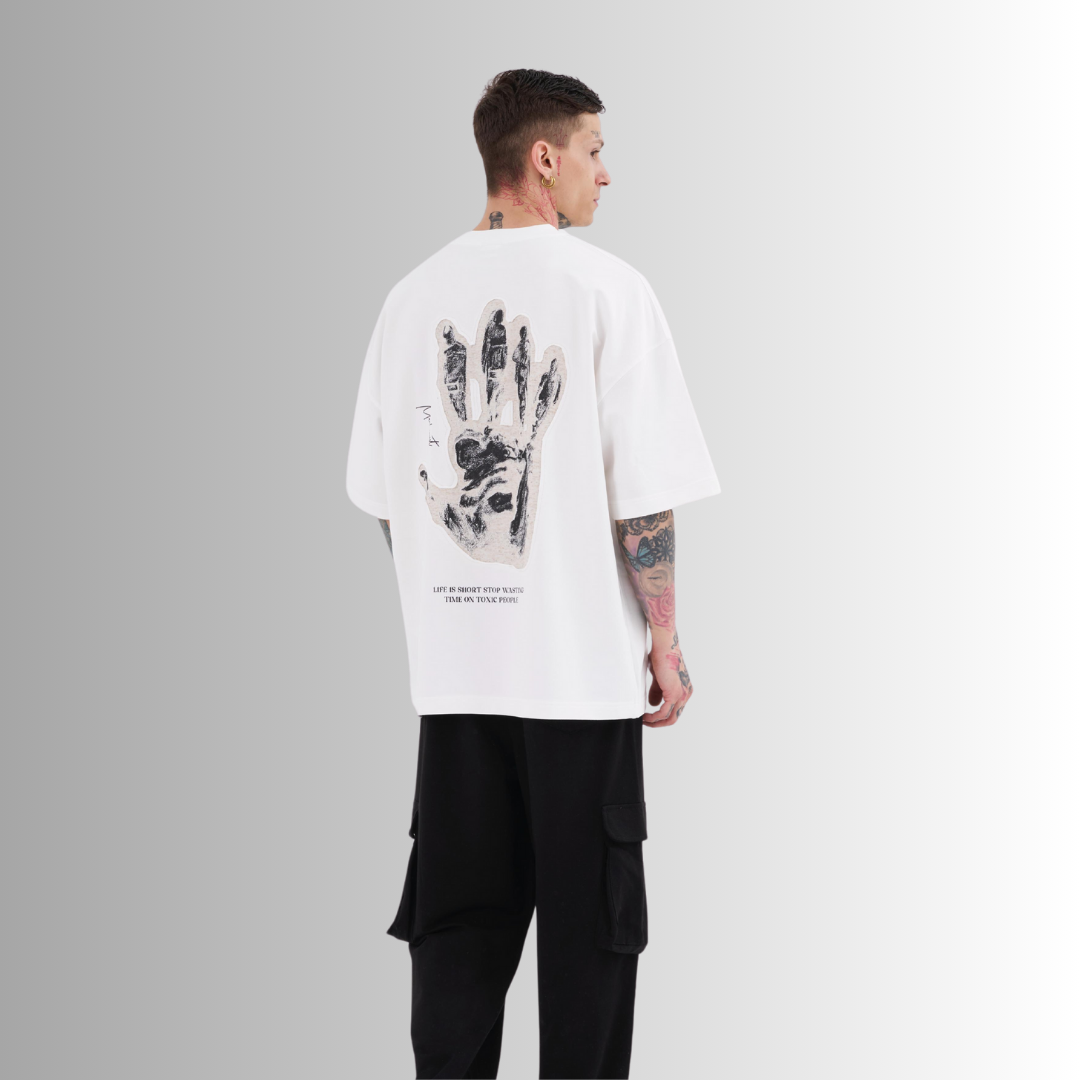 TOXIC PEOPLE PATCHED and PRINTED WHITE TEE