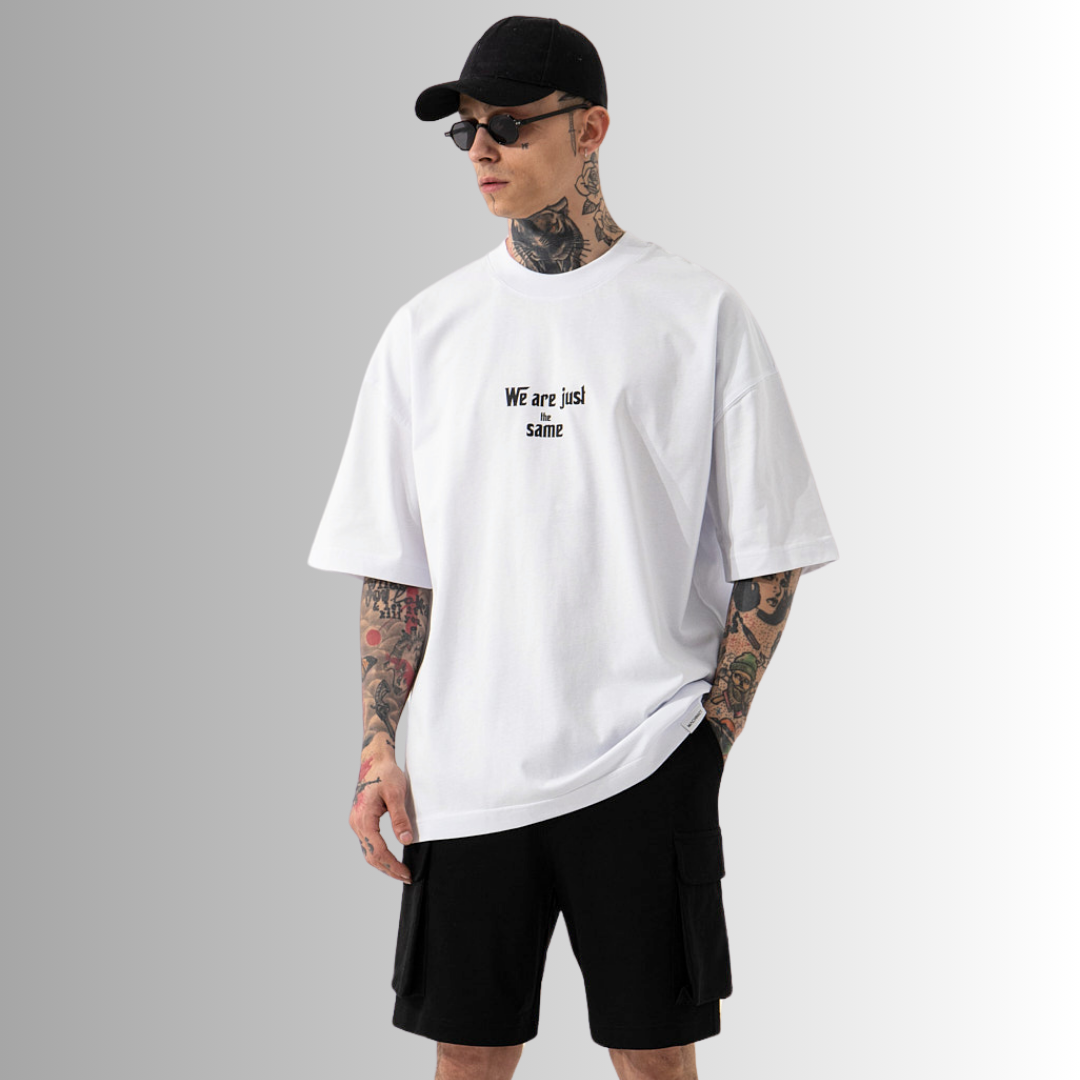 The Quandary Printed Oversize White T-Shirt