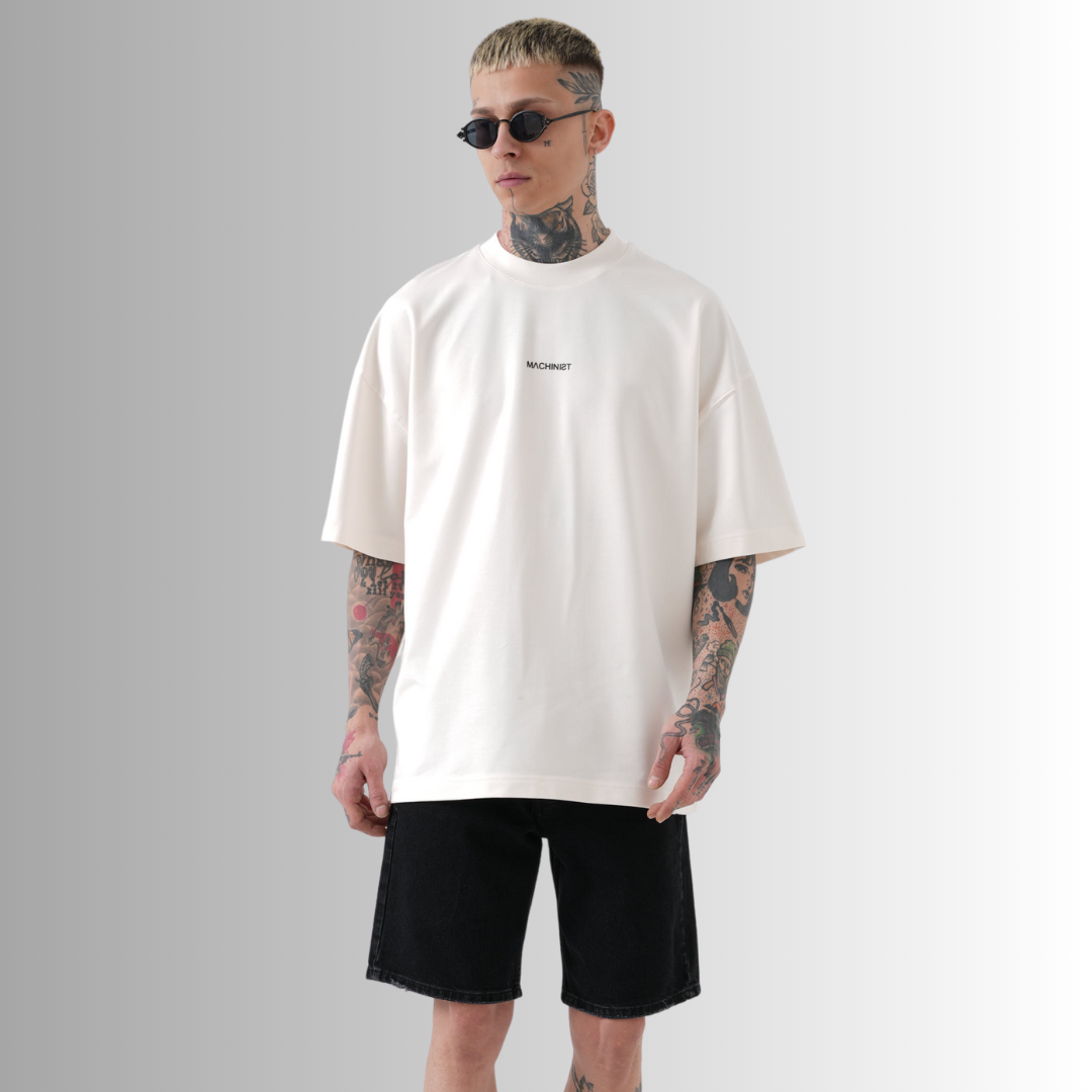 Peace Printed Oversize White T-Shirt