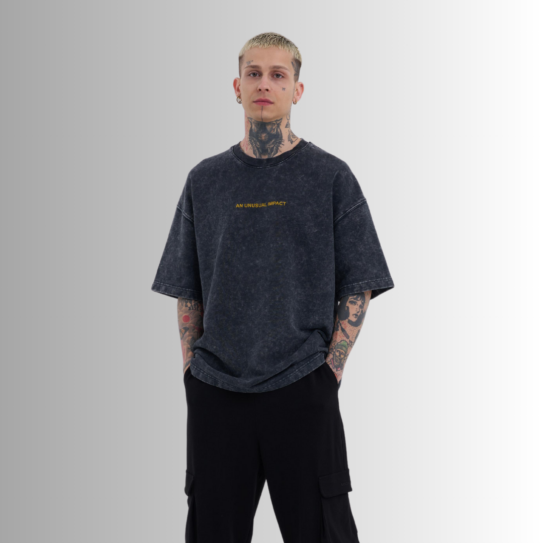 BLOCKBUSTER PRINTED and WASHED ANTHRACITE TEE