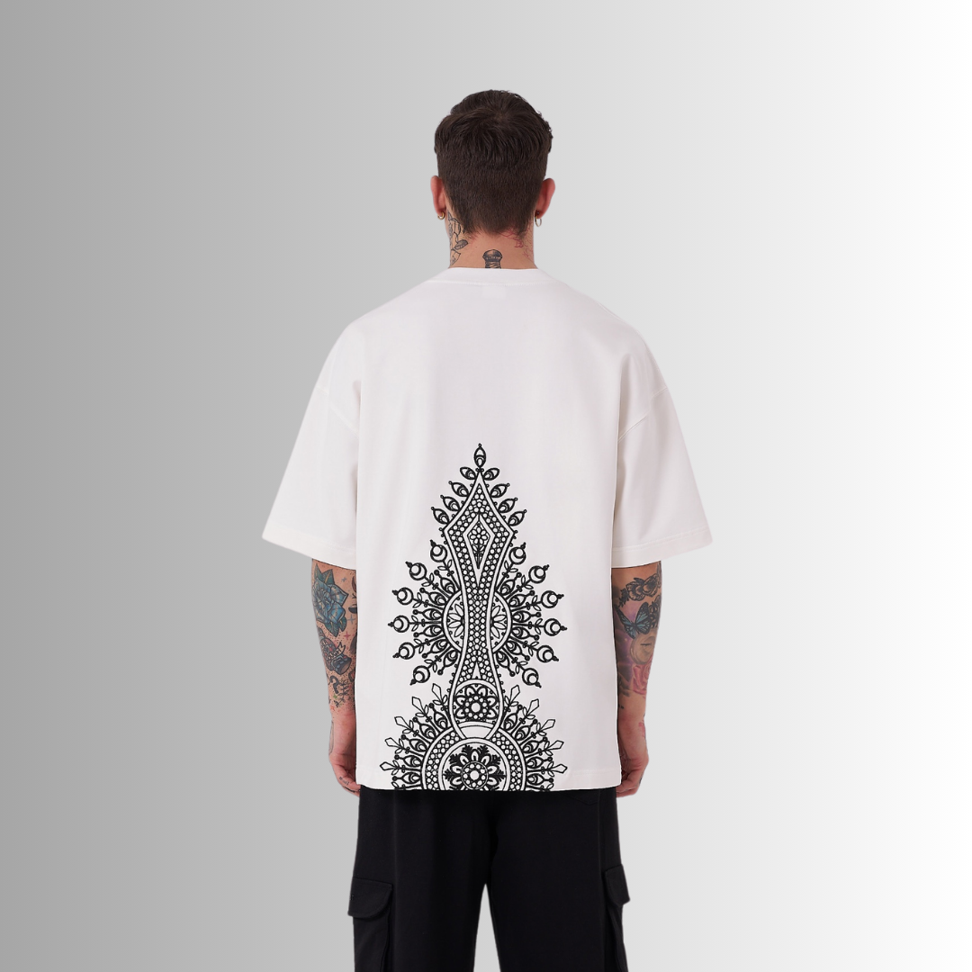 ETHNICAL EMBROIDERED WHITE TEE