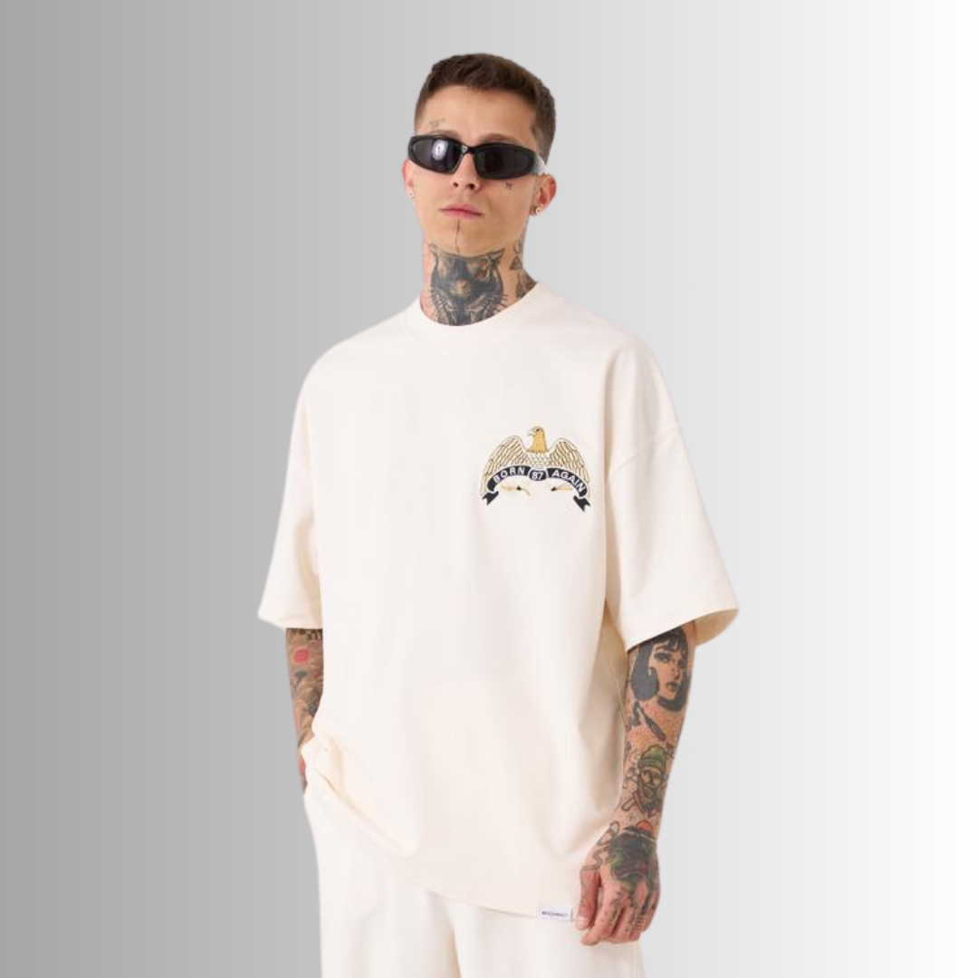 DEA Patched and Embroidered Oversize White T-Shirt