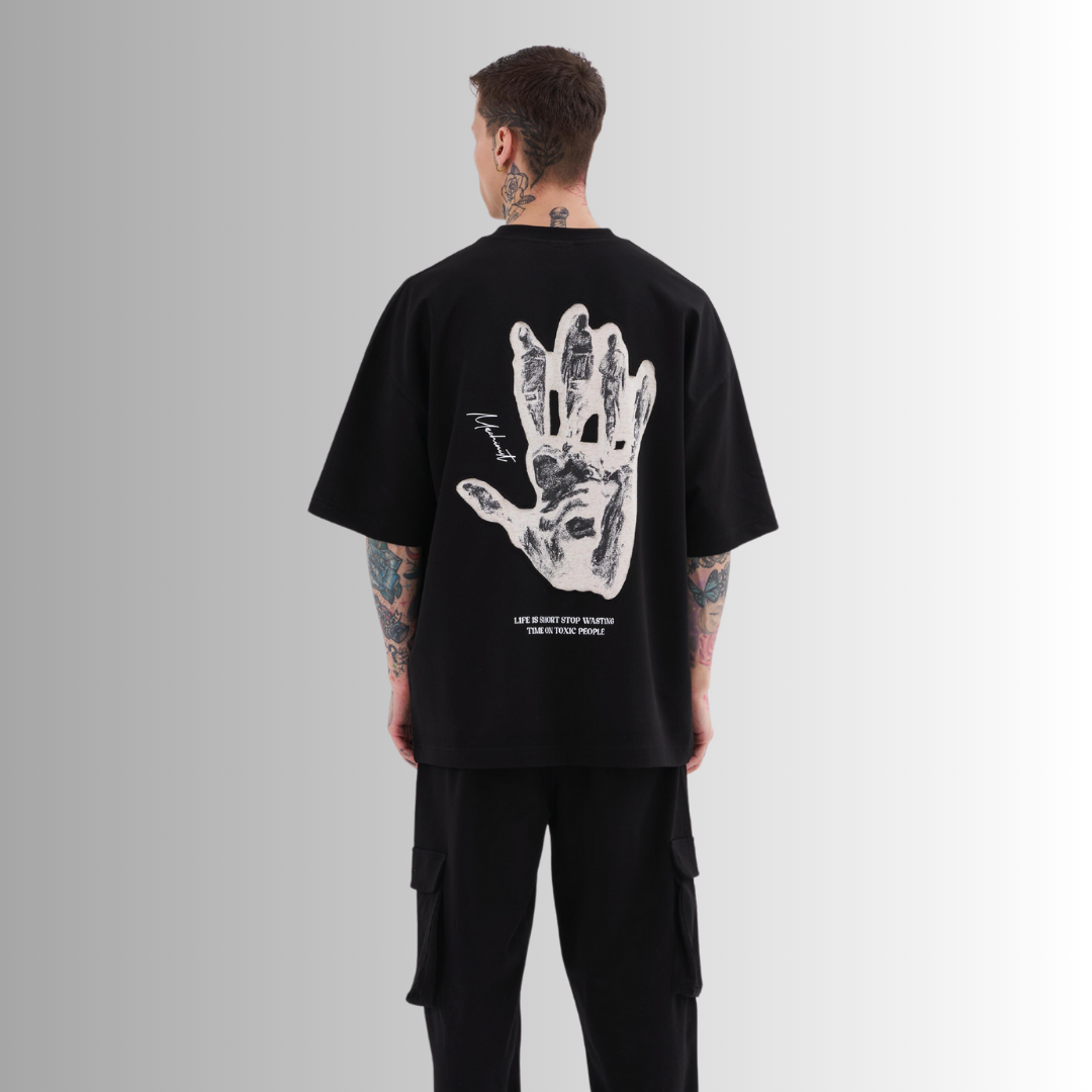 TOXIC PEOPLE PATCHED and PRINTED BLACK TEE