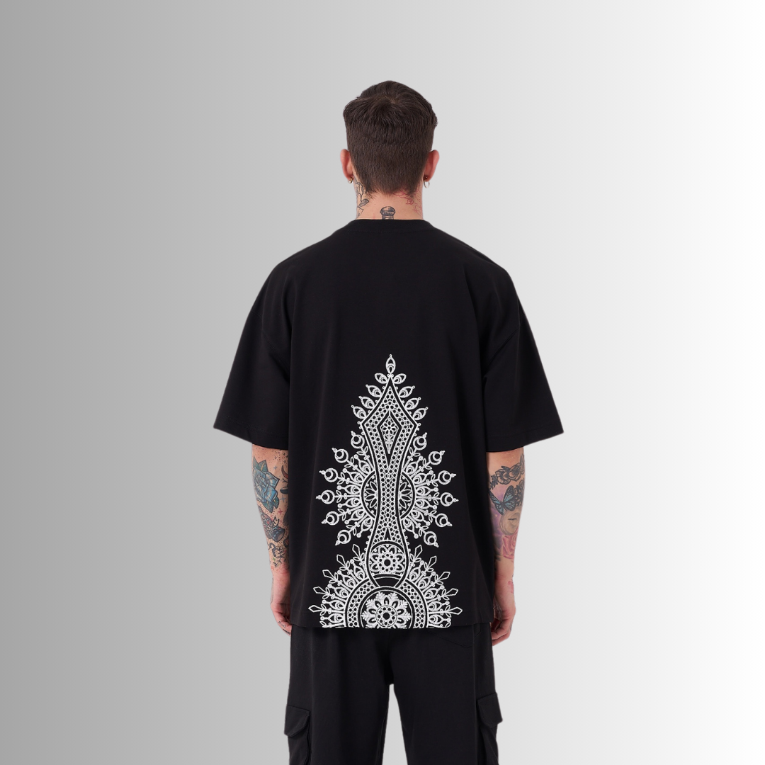 ETHNICAL EMBROIDERED BLACK TEE