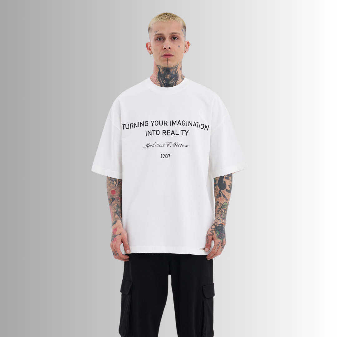 REALITY PRINTED WHITE TEE