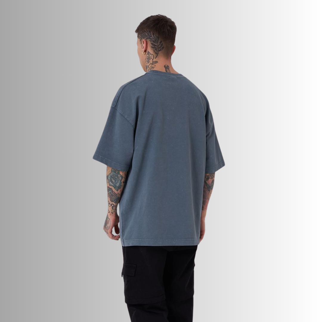 BORN AGAIN WASHED and  PRINTED ANTHRACITE GRAY TEE